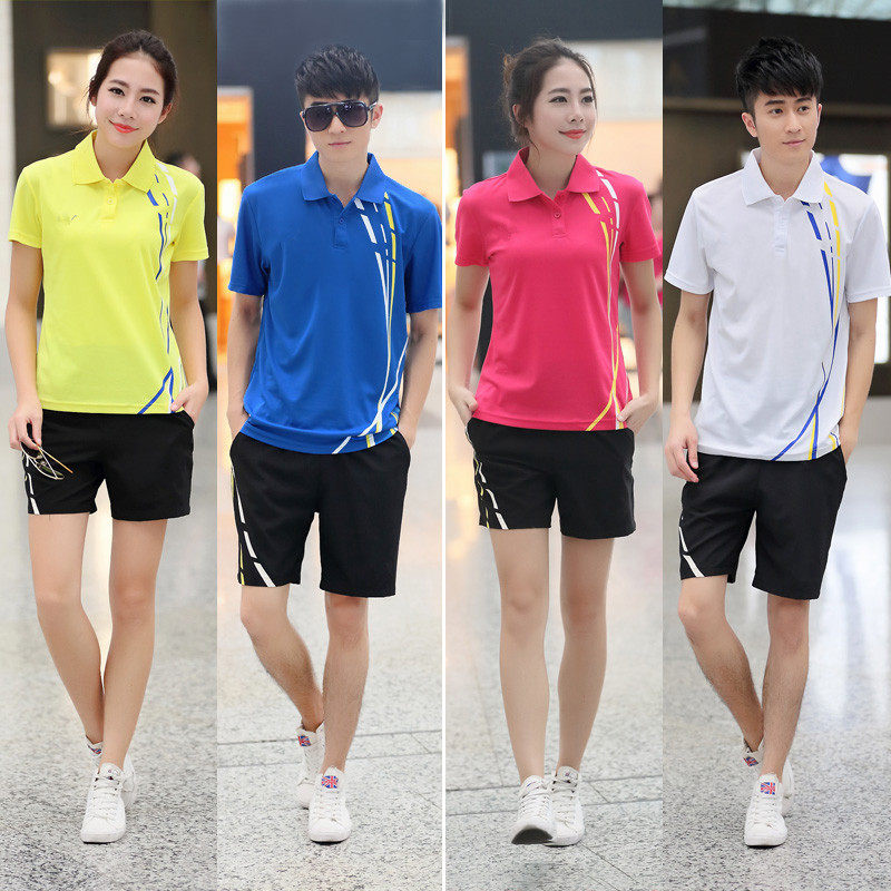 夏季情侣短袖运动服套装男T恤衫透气可定制印字logo女短裤跑步服
