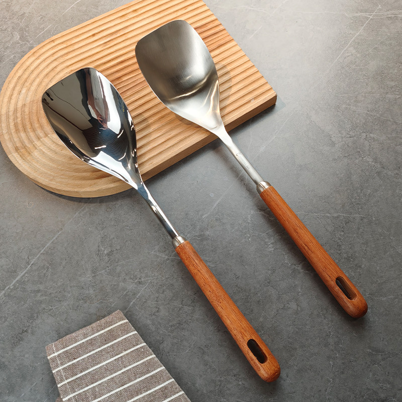 二合一铲勺304不锈钢木柄锅铲炒菜勺汤勺铲子厨具家用不粘锅铲勺,厨房/烹饪用具,锅铲,淘宝优惠券,粉丝福利购,淘宝优惠卷