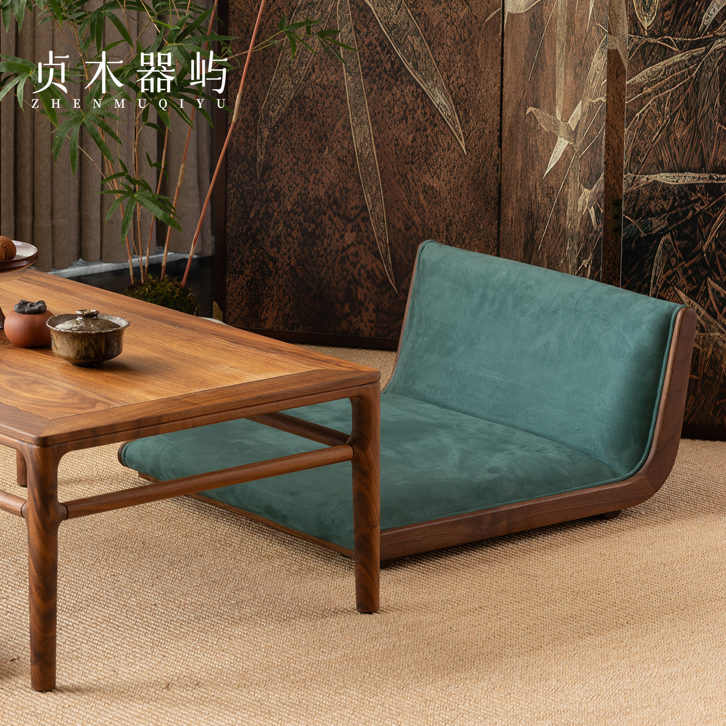 贞木器屿榻榻米椅北美黑胡桃木飘窗椅布艺日式矮椅7型坐垫沙发椅,住宅家具,沙发椅,淘宝优惠券,粉丝福利购,淘宝优惠卷