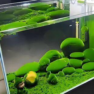 鱼缸水族箱造景水草海藻生态绿藻瓶绿澡水藻鱼缸青苔石苔藓绿藻石
