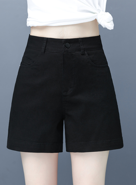 黑色短裤女夏季2026新款高腰薄款女士时尚休闲透气四分宽松阔腿裤