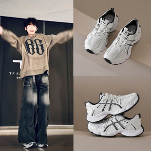 TF家族左奇函同款秋季女鞋增高老爹鞋女款白色运动鞋厚底休闲鞋子