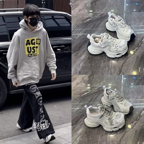 TF家族陈浚铭同款厚底复古老爹鞋女款网面透气百搭不累脚休闲动鞋