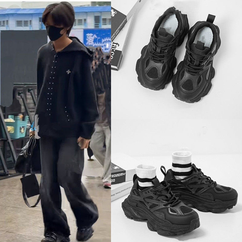 TF家族4代王橹杰同款厚底增高黑色老爹鞋百搭超好看休闲运动鞋子