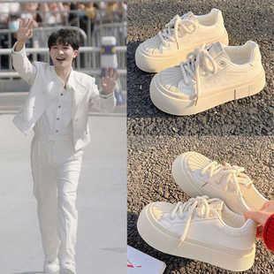 周深同款贝壳头板鞋厚底增高小白鞋原创大头鞋百搭小众学生休闲鞋