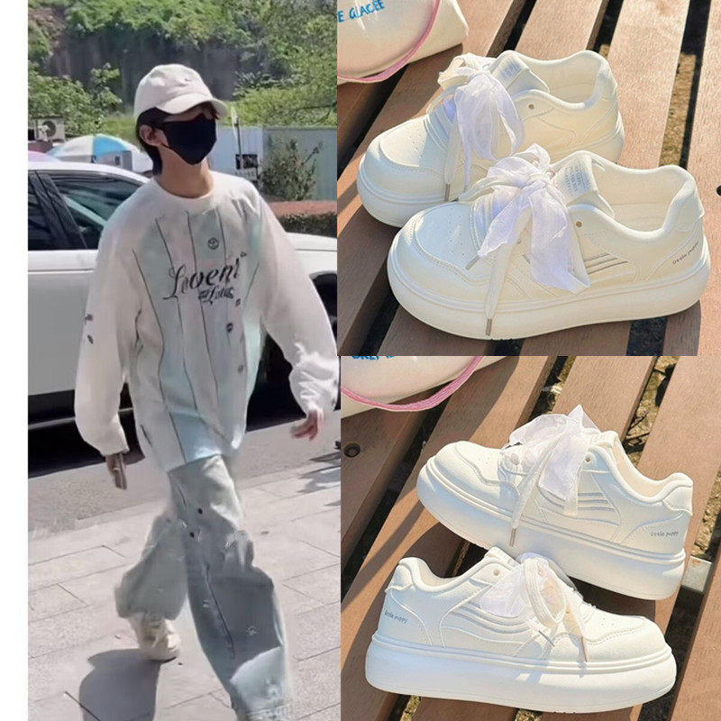 TF家族四代陈俊铭左奇函同款百搭厚底小白鞋学生面包鞋运动秋板鞋