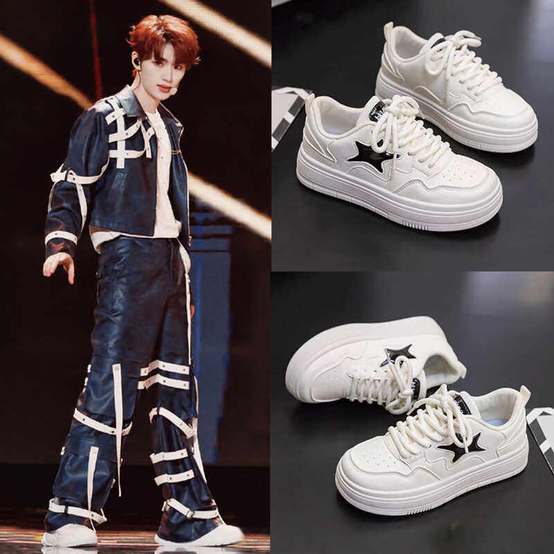 时代少年团丁程鑫同款星星板鞋新款百搭小白鞋厚底学生休闲运动鞋