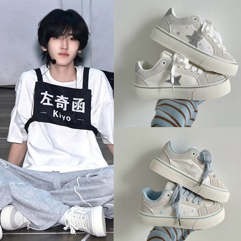 TF家族左奇函同款不撞款波点板鞋女学生百搭平底运动休闲小白鞋潮