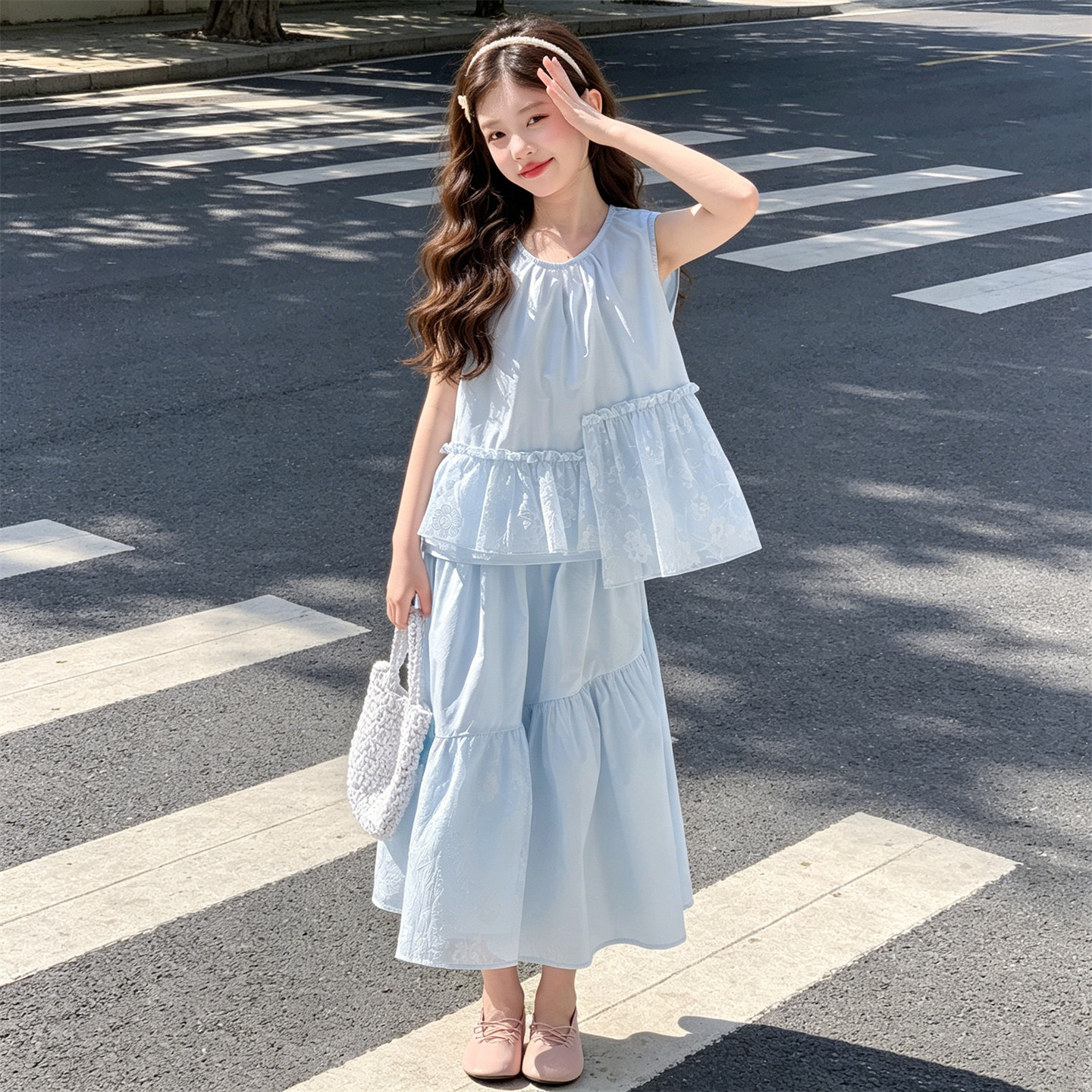 女童夏季韩系无袖清凉两件套
