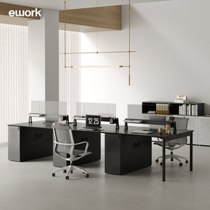ework职员办公桌简约现代4/6人位办公室家具双四六人员工桌椅组合