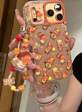 ins卡通版头磨砂满屏橙色星星人7promax手机壳iPhone16pro苹果17pro手机壳iphone16卡通iPhone17苹果15pro