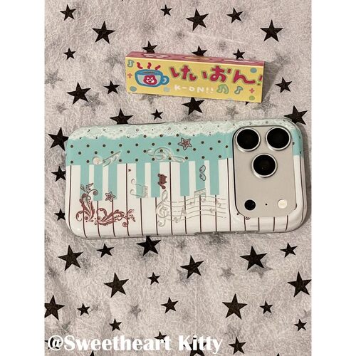 薄荷绿小猫咪钢琴简约ins手机壳17promax保护iphone15女iPhone16pro双层iphone16卡通iPhone17苹果15pro