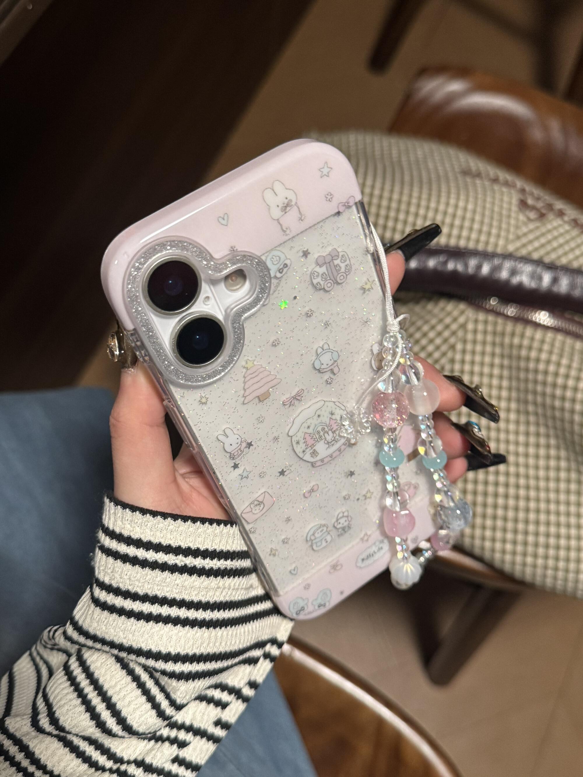 闪镜头透明闪粉水晶球米菲小众韩系ins手机壳17promax苹果iphone17pro保护iPhone16pro双层iPhone17苹果15pro