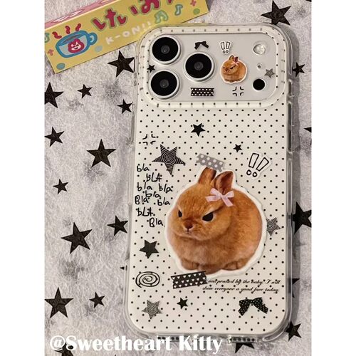 波点星星圆嘟嘟兔子简约ins手机壳17promax保护iphone15女iPhone16pro双层iphone16卡通iPhone17苹果15pro