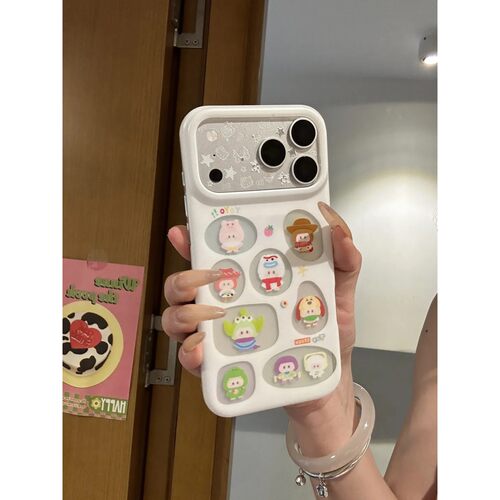MJ.白色镂空卡通总动员简约ins手机壳17promax保护iphone15女iPhone16pro双层iphone16卡通iPhone17苹果15pro