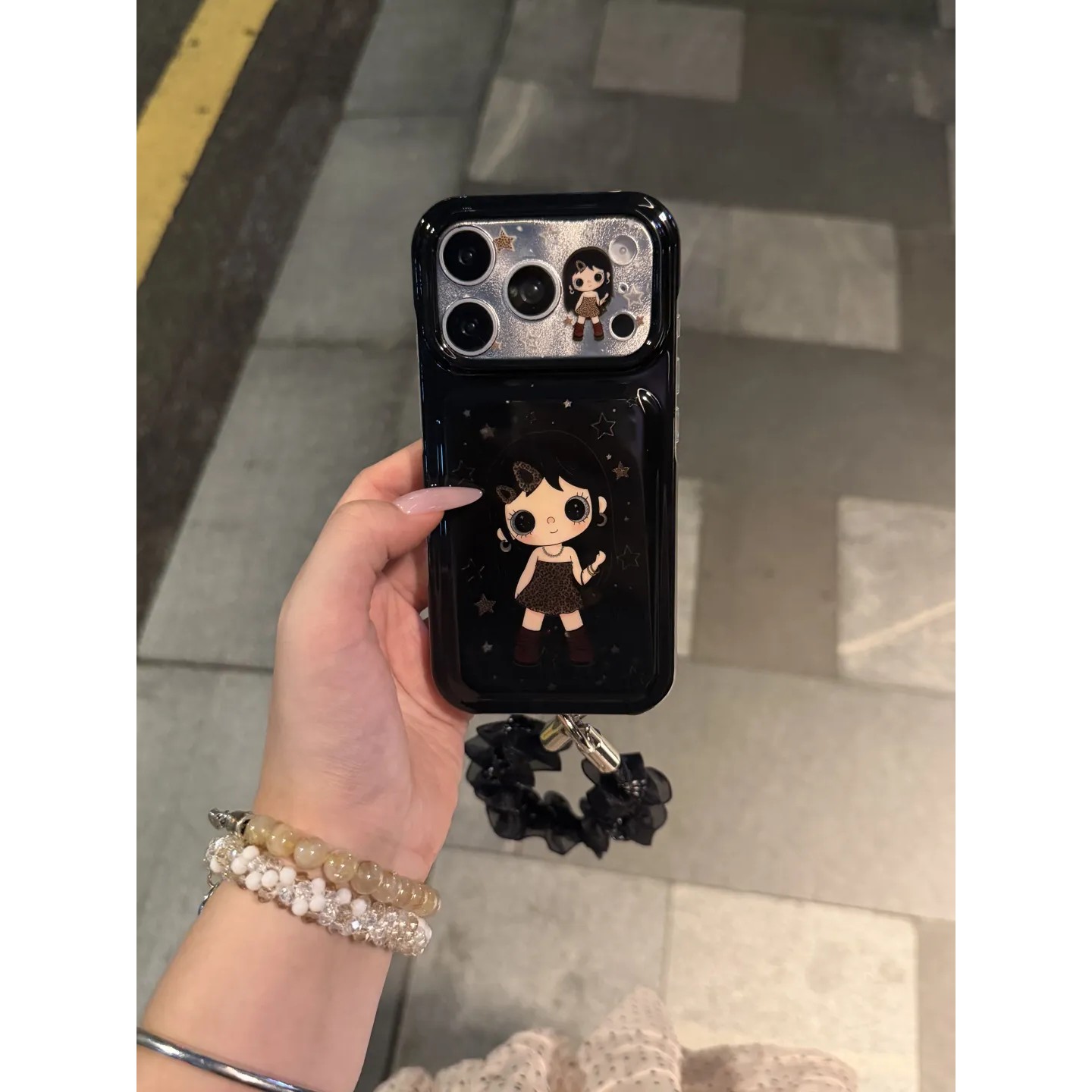 黑色豹纹女孩简约ins手机壳17promax保护苹果17pro女iPhone16pro双层iphone16卡通iPhone17苹果15pro