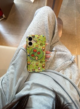 日韩卡通绿色青青草地kitty适用手机壳iPhone16双面16pro苹果15女全包iPhone15pro新款14promax防摔15保护套