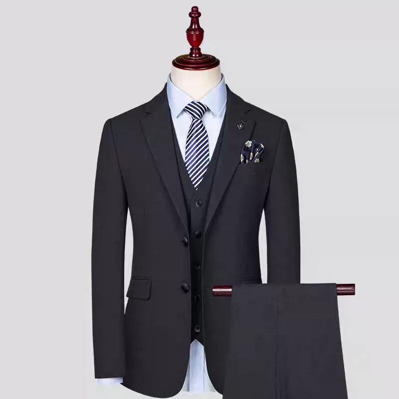 新款男士修身时尚高奢纯色西服套装适合商务职场结婚场