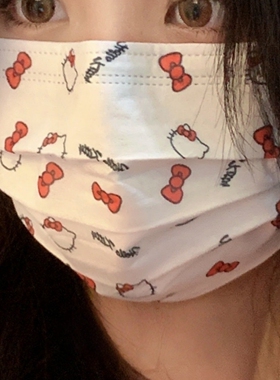 哈喽kiK口罩女3d白色印花凯凯猫可爱少女心学生韩版网红毛绒