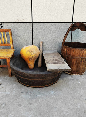 怀旧葫芦水瓢老式木桶民俗