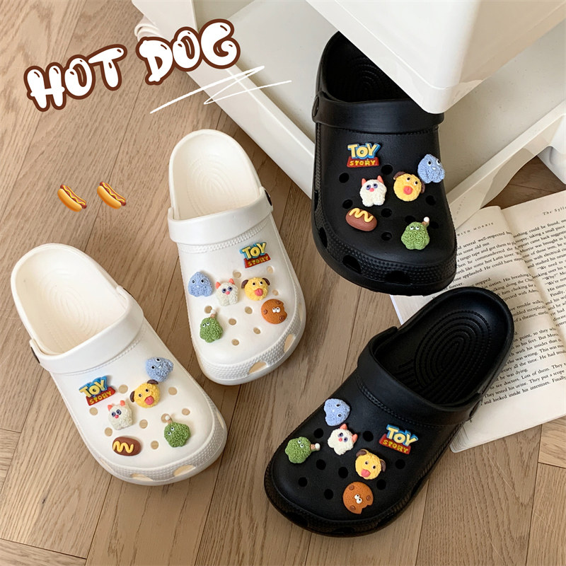 可爱树脂毛毛怪洞洞鞋女夏季外穿厚底沙滩学生防滑踩屎感凉拖鞋女