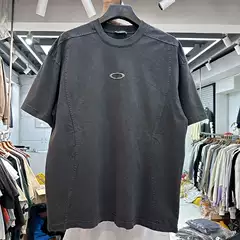 ins American-Style Heavy Vintage Embroidered Circle Retro Unisex Loose Hip-Hop Oversized Short-Sleeve T-Shirt Trendy