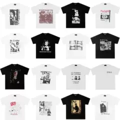 Erd Melancholic Rich Second-Generation American-Style Basic Washed Distressed Slogan Print Short-Sleeve Crew Neck Loose T-Shirt Trendy