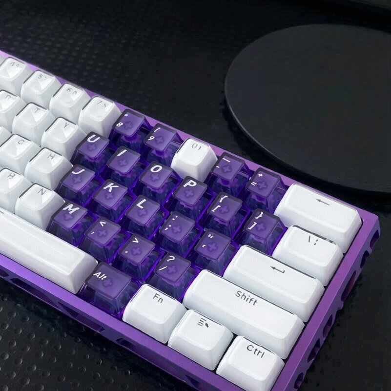 白紫渐变透明水晶136键帽通用