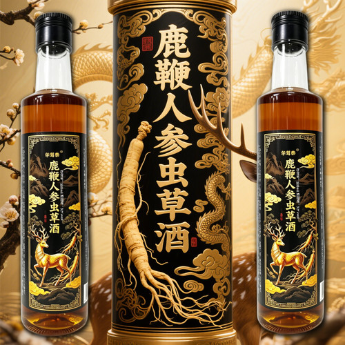 【鹿鞭人参虫草酒】吉林双阳高配正宗鹿鞭酒人参梅花鹿养生酒滋补