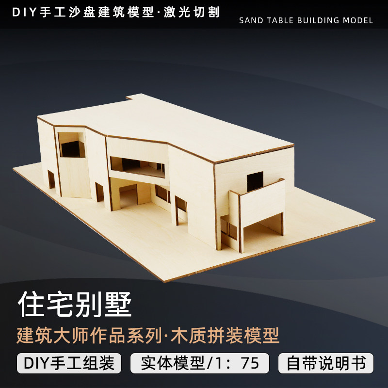 卡斯特罗住宅西扎维埃拉迪卡斯别墅建筑大师实体激光切割拼装模型