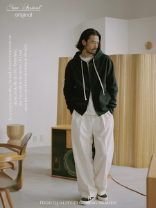 AKOM Online FW23 复古纯棉休闲双头连帽拉链卫衣