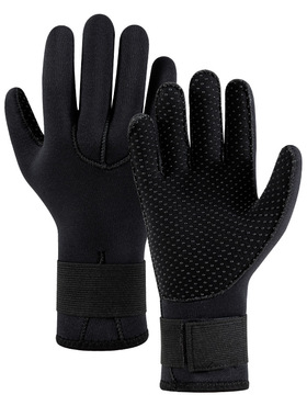 现货3/5MM潜水手套男冬泳抓鱼防滑防刮耐磨保暖防寒成人浮潜手套