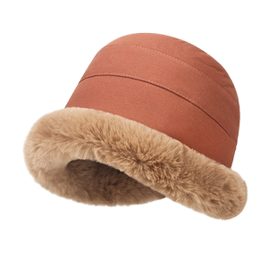 两头门秋冬季帽子女ins加厚毛绒卷边冬帽时尚北方保暖防寒渔夫帽