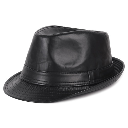 爵士帽男秋冬季复古新款PU皮