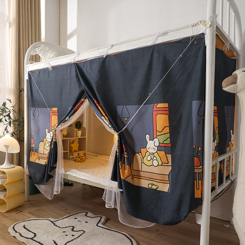 一体式遮光防尘顶床帘蚊帐