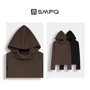 东大门立体剪裁磨毛连帽卫衣女2024秋冬新款 宽松百搭加小帽衫