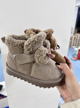 UUS冬季新款可爱俏皮真皮真毛雪地靴