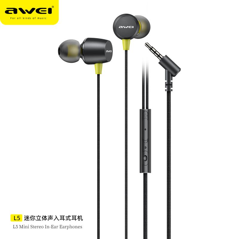 Awei/用维 L5AWEI用维L5斜插式智能手麦机有线耳机麦入耳式立体声