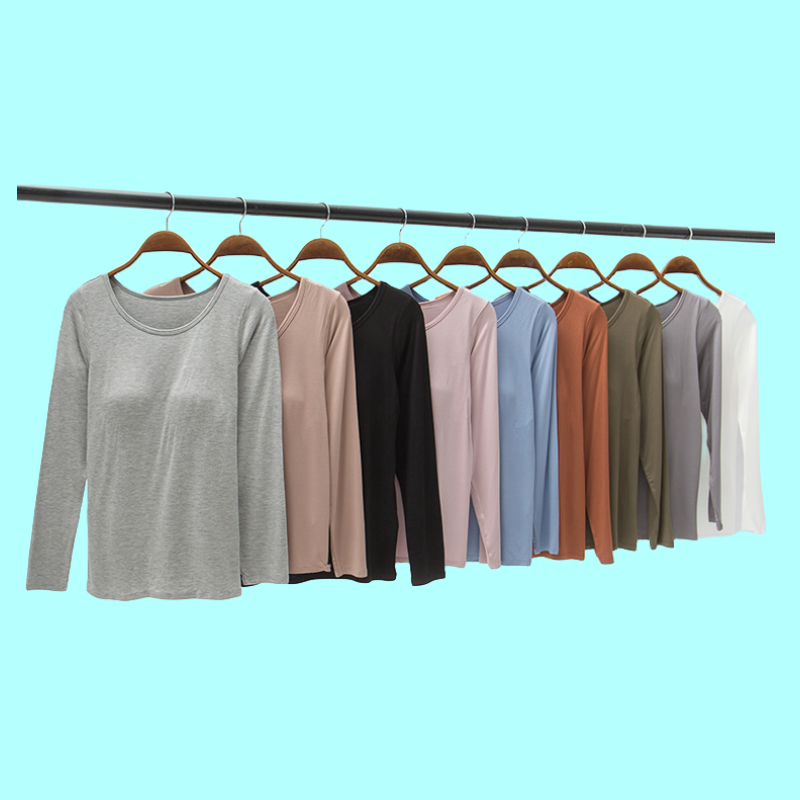 秋季女士莫代尔长袖圆领上衣百搭显瘦打底衫带胸垫休闲家居服瑜伽,女装/女士精品,T恤,淘宝优惠券,粉丝福利购,淘宝优惠卷