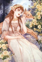 "Flower Bride: Wedding Dress Theme Illustration Collection // Youth Comic Picture Book: Sweet Girl's Heart Flower and Cute Girl's Ancient Style Beauty Painting Thoughts Beauty Drunken Flower Face Painting Only for Splendor. thumbnail 4