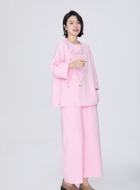 ZBY原创2025年新款时尚百搭新中式盘扣文艺复古圆领卫衣女17516