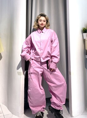 ZBY原创2025秋季新款时尚百搭设计师短款棉抽绳翻领衬衫女82595