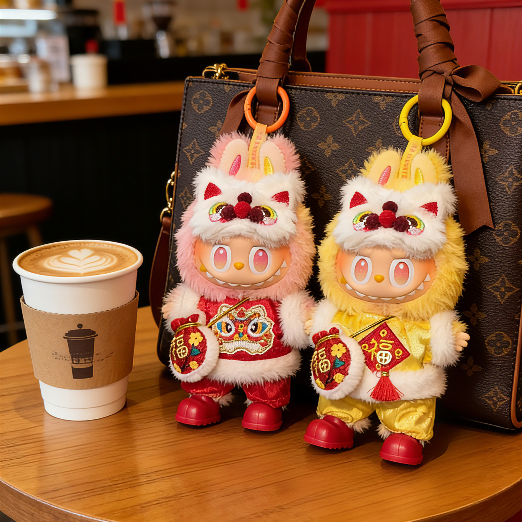 【新春限定】labubu娃衣一二三代拉布布通用衣服替换装喜庆醒狮服