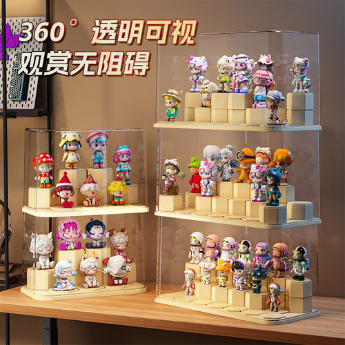 盲盒收纳盒乐高玩具桌面整理泡泡玛特展示盒亚克力透明防尘展示柜
