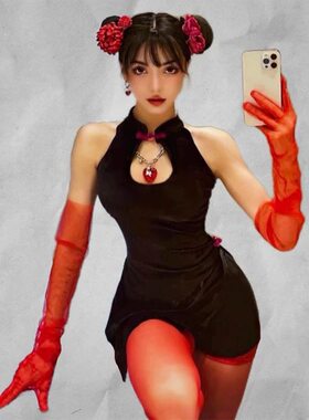 新款酒吧ds演出服女gogo服装DJ舞台装性感B组女团复古旗袍裙套装