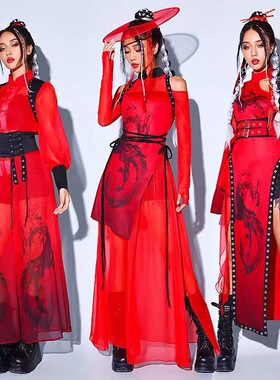 gogo演出服红色帅气气质战士cosplay战斗服