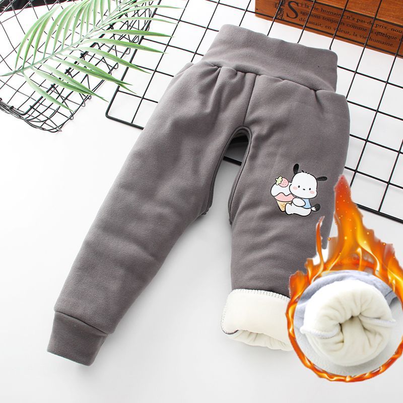 冬季宝宝开档棉裤双面德绒加绒加厚三层保暖外穿婴幼儿开档长裤子