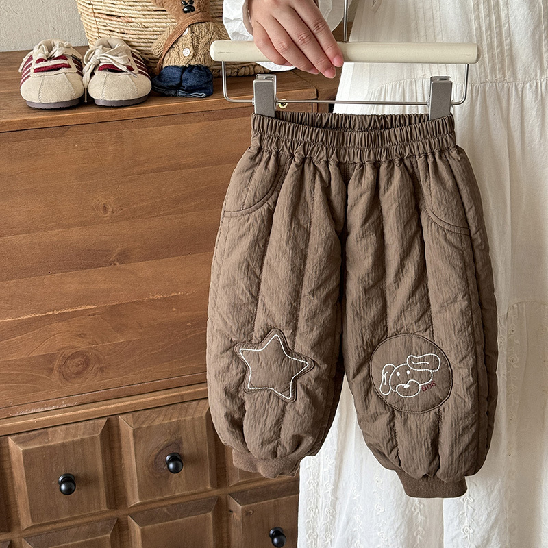 婴幼儿加厚夹棉裤子冬装2025新款男童保暖长裤男宝宝棉裤外穿a类