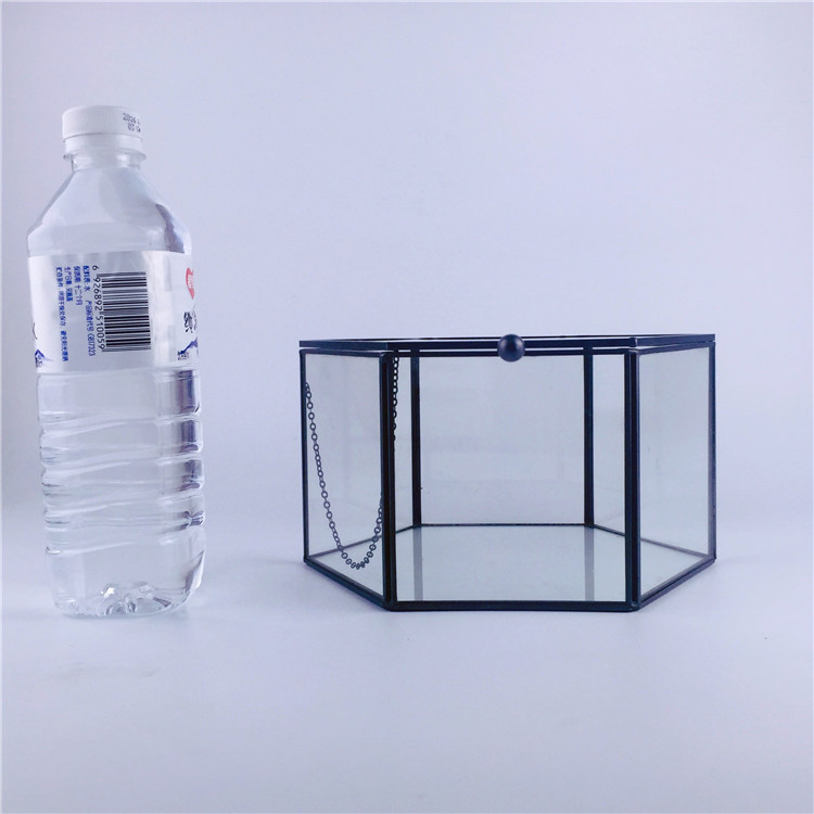 铜条六面直柱玻璃花房永生花木盒苔藓微景观透明创意多肉花盆摆件