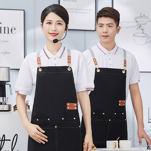 帆布围裙加厚耐磨餐饮专用定制logo印字工作服男女水果店饭店围腰